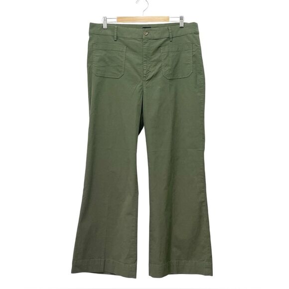NWT J. Crew Lizzie Wide Leg Pants Size 34 (18) Pine Green High Rise Patch Pocket - Picture 2 of 12
